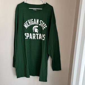Fanatics meme Green Michigan State Spartans Long Sleeve Tee t-shirt 5XL 5X NWT!